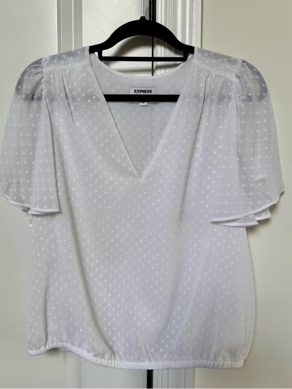 Express White Short Sleeve Feminine Top size Medium